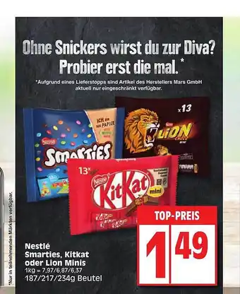 Edeka Nestle smarties, kitkat oder lion minis Angebot