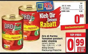 Edeka Oro di parma tomaten passiert oder stückig Angebot