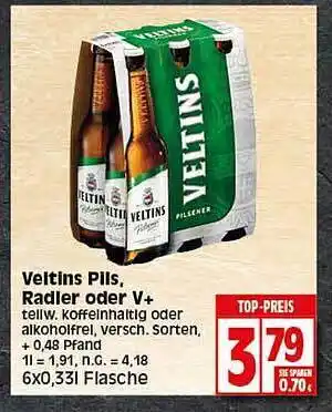 Elli Markt Veltins pils, radler oder v+ Angebot