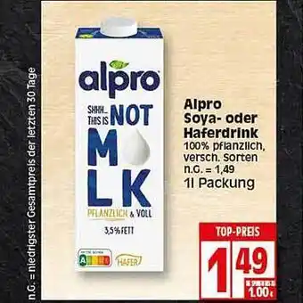 Elli Markt Alpro soya oder haferdrink Angebot