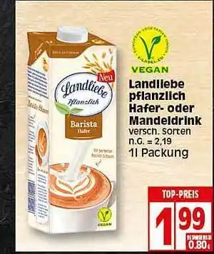 Elli Markt Landliebe pflanzlich hafer oder mandeldrink Angebot