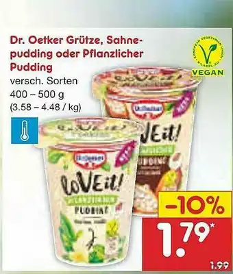 Netto Marken-Discount Dr Oetker Grütze, Sahnepudding Oder Pflanzlicher Pudding Angebot