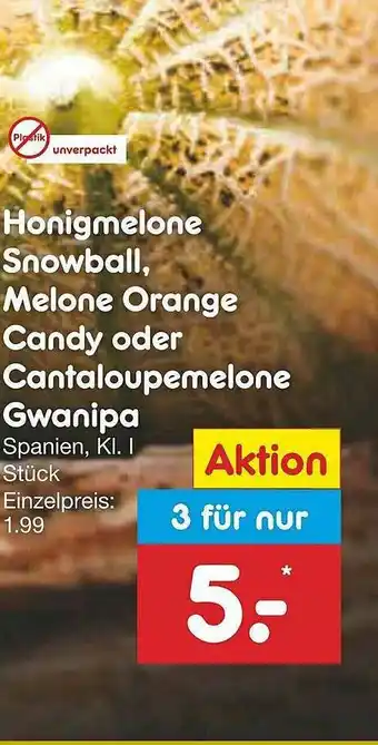 Netto Marken-Discount Honigmelone Snowball, Melone Orange Candy Oder Cantaloupemelone Gwanipa Angebot