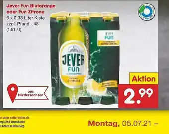 Netto Marken-Discount Jever Fun Blutorange Oder Fun Zitrone Angebot