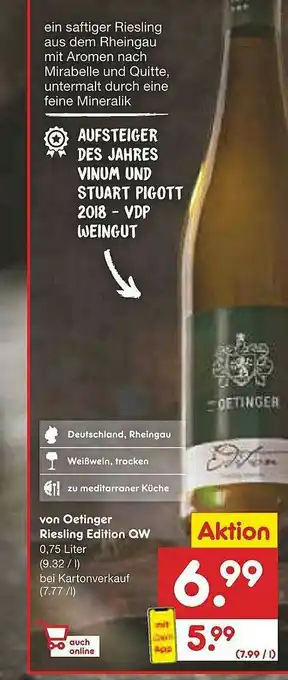 Netto Marken-Discount Von Oetinger Riesling Edition Qw Angebot