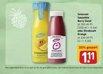 REWE Innocent Smoothie Berry Good Oder Direktsaft Orange Angebot