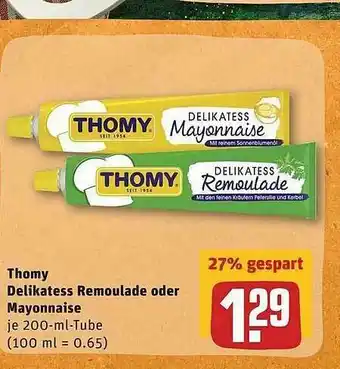 REWE Thomy Delikatess Remoulade Oder Mayonnaise Angebot