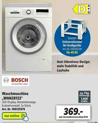 Lidl Bosch Waschmaschine Wan28122 Angebot