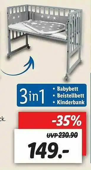 Lidl 3in1 Babybet Beistellbett Kinderbank Angebot