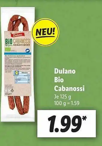 Lidl Dulano Bio Cabanossi Angebot