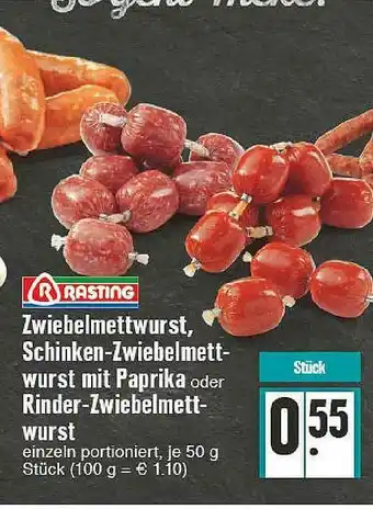 Edeka Rasting Zwiebelmettwurst, Schinken-zwiebelmettwurst Mit Paprika Oder Rinder-zwiebelmettwurst Angebot