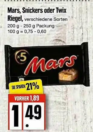 Edeka Mars, Snickers Oder Twix Riegel Angebot