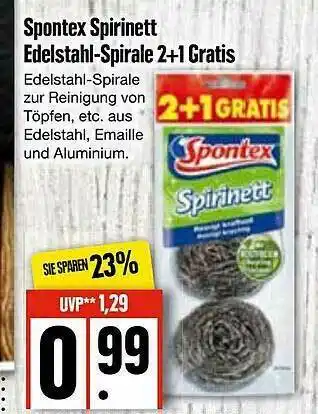 Edeka Spontex Spirinett Edelstahl Spirale 2+1 Gratis Angebot