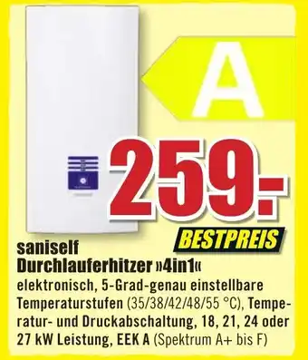 B1 Discount Baumarkt Saniself Durchlauferhitzer ,,4in1" Angebot