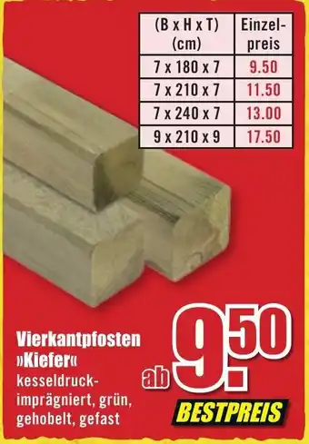 B1 Discount Baumarkt Vierkantpfosten Kiefer Angebot