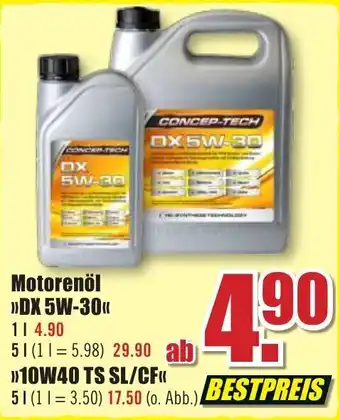 B1 Discount Baumarkt Motorenöl DX 5W-30 Angebot