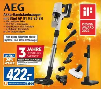 expert Techno Land Aeg akku-handstaubsauger mit stiel ap 81 hb 25 sh Angebot