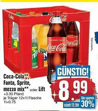 Edeka Coc-cola, Fanta, Sprite, Mezzo Mix Oder Lift Angebot