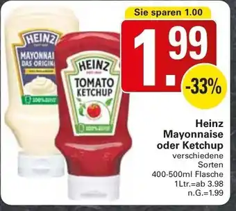 WEZ Heinz Mayonnaise oder Ketchup 400-500ml Flasche Angebot