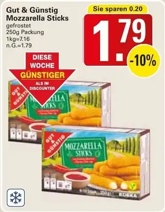 WEZ Gut & Günstig Mozzarella Sticks 250g Packung Angebot