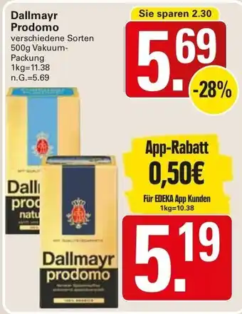 WEZ Dallmayr Prodomo 500g Vakuum Packung Angebot