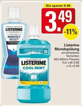 WEZ Listerine Mundspülung 400-600 ml Flasche Angebot