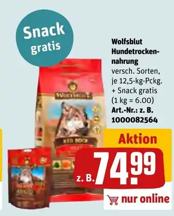 REWE Wolfsblut Hundetrockennahrung 12.5kg Angebot