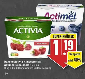 Edeka Danone Activia Himbeere Oder Actimel Heidelbeere Angebot