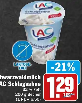 AEZ Schwarzwaldmilch LAC Schlagsahne 200 g Becher Angebot