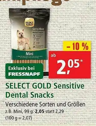 Fressnapf Select Gold Sensitive Dental Snacks Angebot