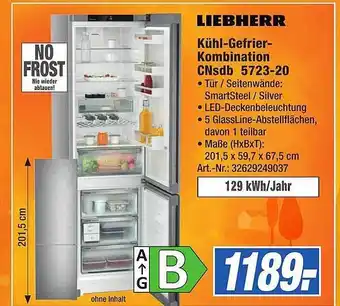 Expert Technomarkt Liebherr kühl- gefrierkombination cnsdb 5723-20 Angebot