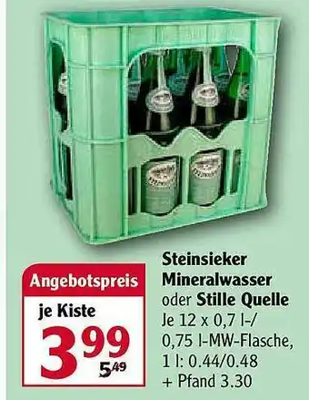 Globus Steinsieker Mineralwasser Oder Stille Quelle Angebot