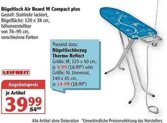 Globus Leifheit Bügeltisch Air Board M Compact Plus Angebot