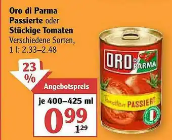 Globus Oro Di Parma Passierte Oder Stückige Tomaten Angebot