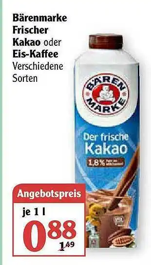 Globus Bärenmarke Frischer Kakao Oder Eis Kaffee Angebot