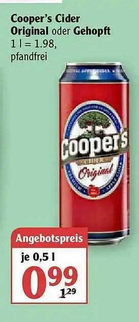 Globus Cooper's Cider Original Oder Gehopft Angebot