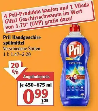 Globus Pril Hangeschirrspülmittel Angebot