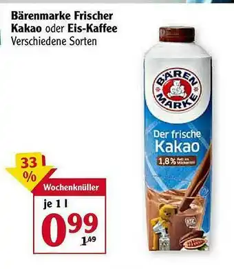 Globus Bärenmarke Frischer Kakao Oder Eis-kaffee Angebot