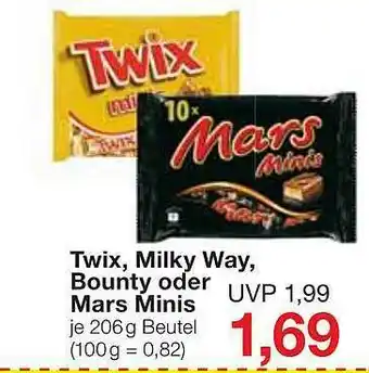 Jawoll Twix, Milky Way, Bounty Oder Mars Minis Angebot