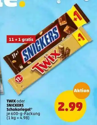 PENNY Twix Oder Snickers Schokoriegel Angebot