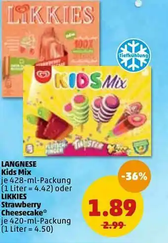 PENNY Langnese Kids Mix Oder Likkies Strawberry Cheesecake Angebot