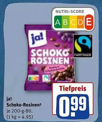 REWE Ja! schoko-rosinen Angebot