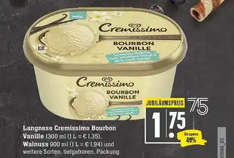 Scheck-in-Center Langnese Cremissimo Bourbon Vanille, Walnuss Angebot