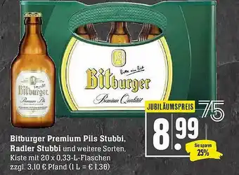 Scheck-in-Center Bitburger Premium Pils Stubbi, Radler Stubbi Angebot