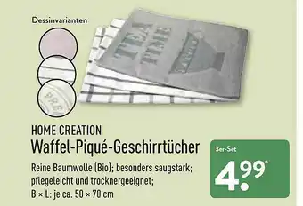 Aldi Nord Home Creation Waffel-piqué-geschirrtücher Angebot