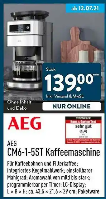 Aldi Nord Aeg Cm6-1-5st Kaffeemaschine Angebot