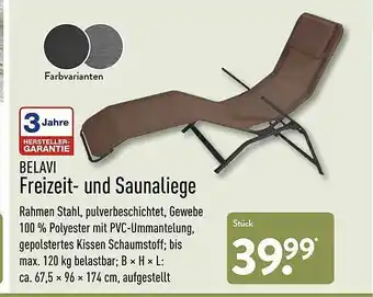 Aldi Nord Belavi Freizeit- Und Saunaliege Angebot