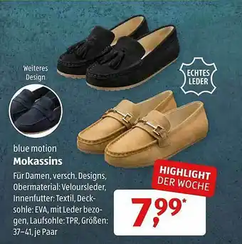 Aldi Süd Blue Motion Mokassins Angebot