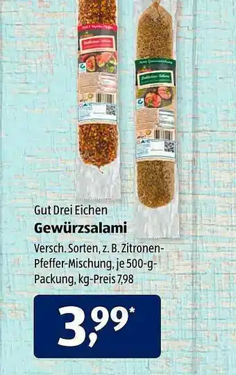 Aldi Süd Gut Drei Eichen Gewürzsalami Angebot