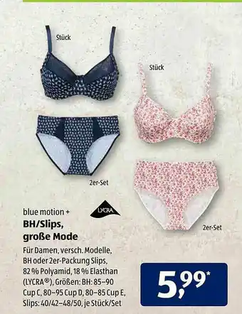 Aldi Süd Blue Motion BH Oder Slips, Große Mode Angebot